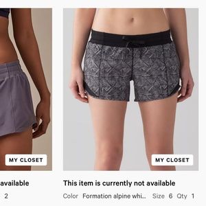 Lululemon Hot Hot Shorts, size 6, black & white